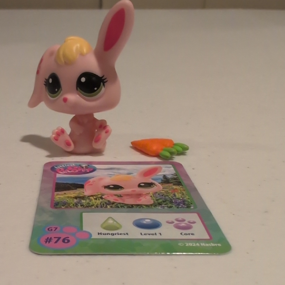 Hasbro Pink Bunny Figure with Carrot and Card